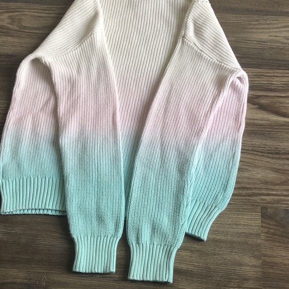 Anthropologie Ombré Sweater Hoodie Pink Blue Large Cotton Blend Pullover - Picture 7 of 14